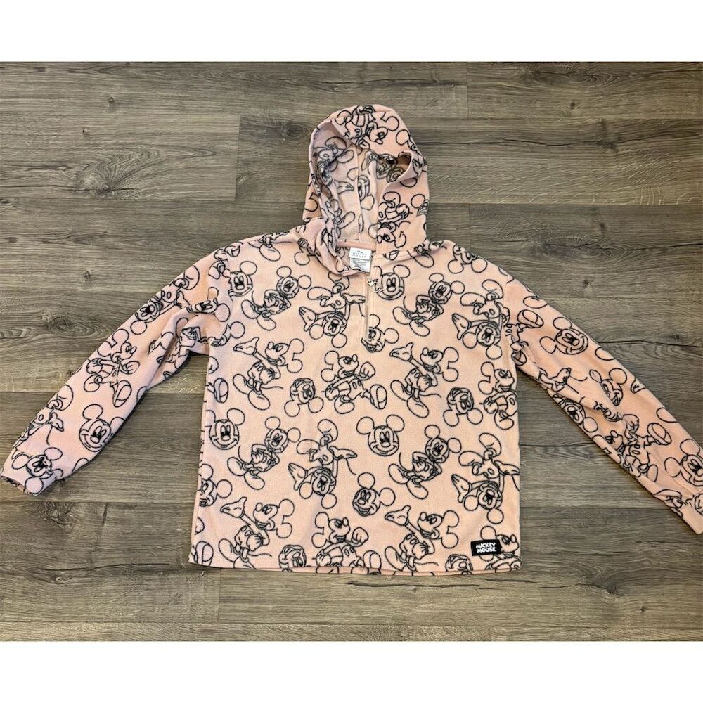 Disney Mickey Mouse‎ Pink Hooded Sweatshirt XL Unisex Long Sleeve Casual